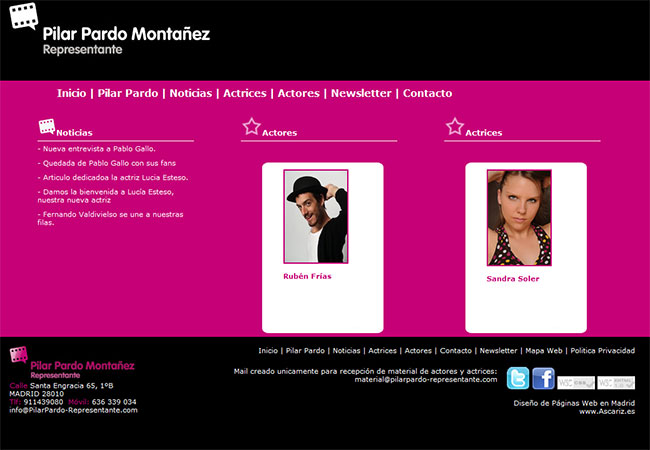Diseño de Página Web de Pilar Pardo como Freelance en Madrid