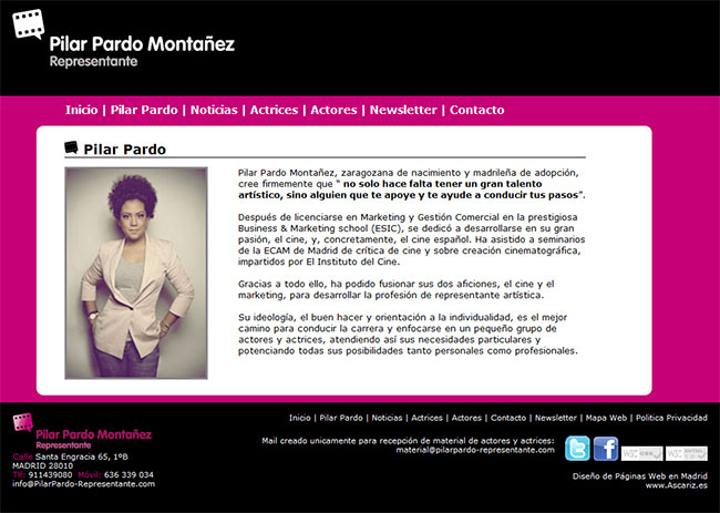 Diseño de Página Web de Pilar Pardo como Freelance en Madrid